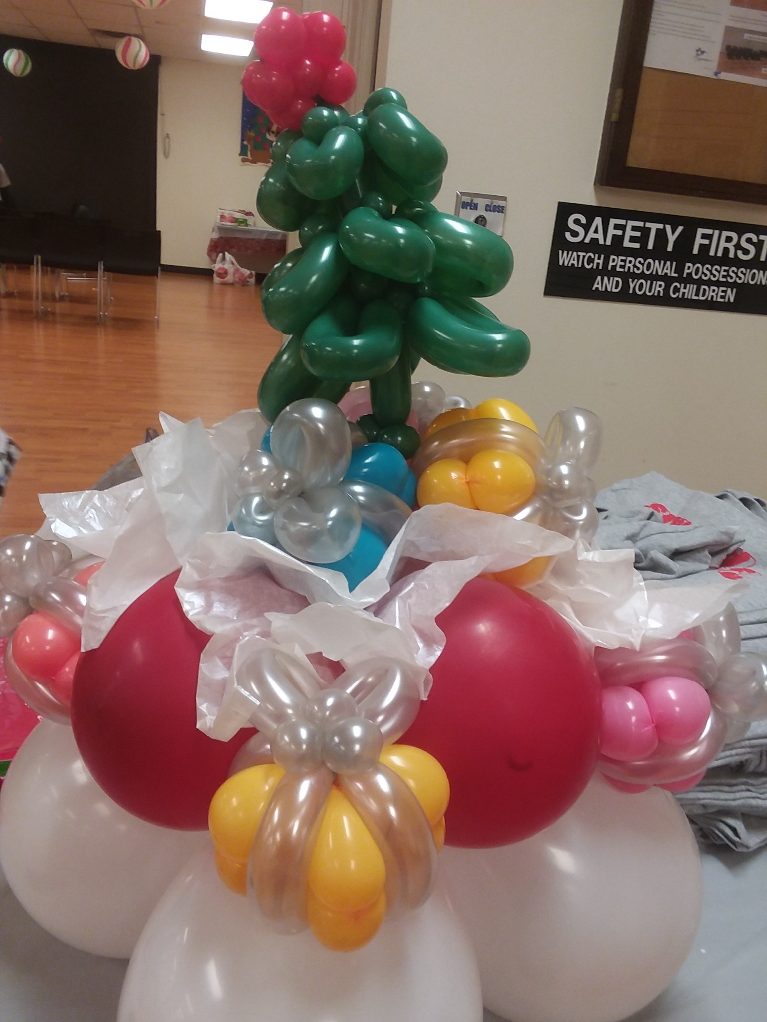 Holiday tree custom balloon centerpiece